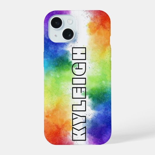 Personalisierte Farbexplosion iPhone 15 Hülle (Rückseite)