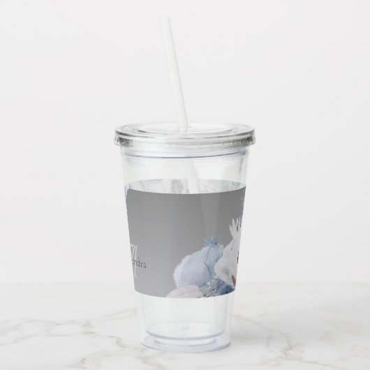 Personalisierte Farbflora-Monogramm Acryltrinkbecher (Links)