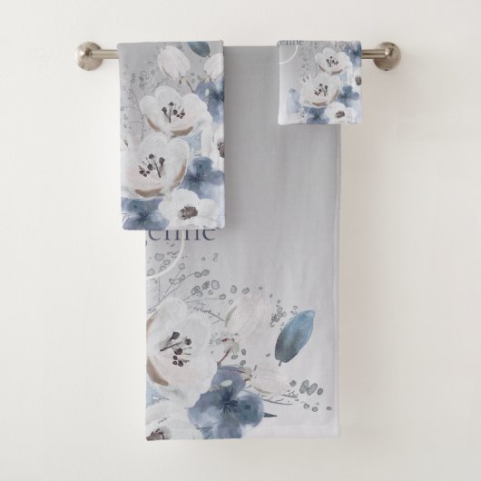 Personalisierte Farbflora-Monogramm Badhandtuch Set (Insitu)