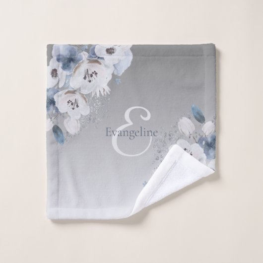 Personalisierte Farbflora-Monogramm Badhandtuch Set (Waschlappen)