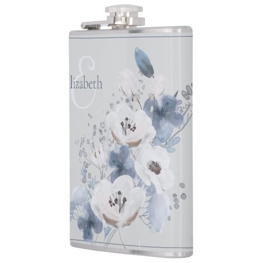 Personalisierte Farbflora-Monogramm Flachmann (Links)