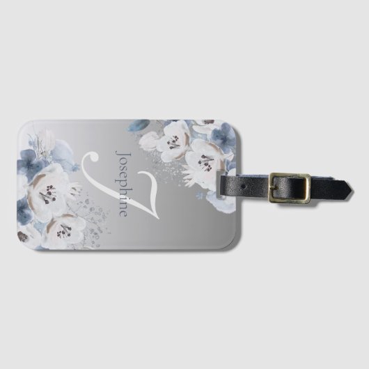 Personalisierte Farbflora-Monogramm Gepäckanhänger (Vorderseite (Horizontal))