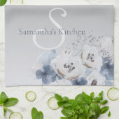 Personalisierte Farbflora-Monogramm Geschirrtuch (Gefaltet)