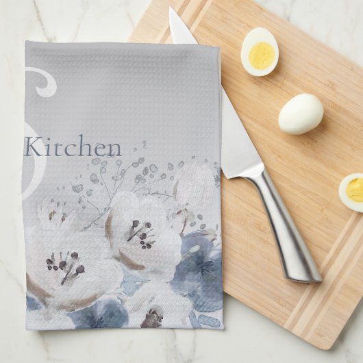 Personalisierte Farbflora-Monogramm Geschirrtuch (Viertel Falte)