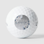 Personalisierte Farbflora-Monogramm Golfball (Vorderseite)
