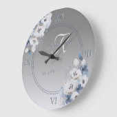 Personalisierte Farbflora-Monogramm Große Wanduhr (Winkel)