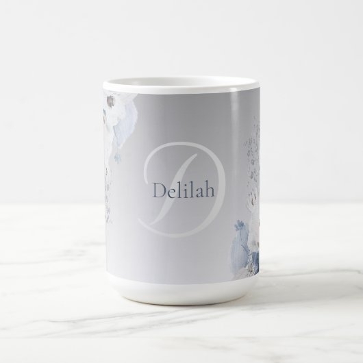 Personalisierte Farbflora-Monogramm Kaffeetasse (Mittel)