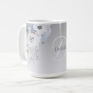 Personalisierte Farbflora-Monogramm Kaffeetasse