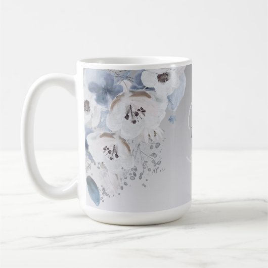 Personalisierte Farbflora-Monogramm Kaffeetasse (Links)