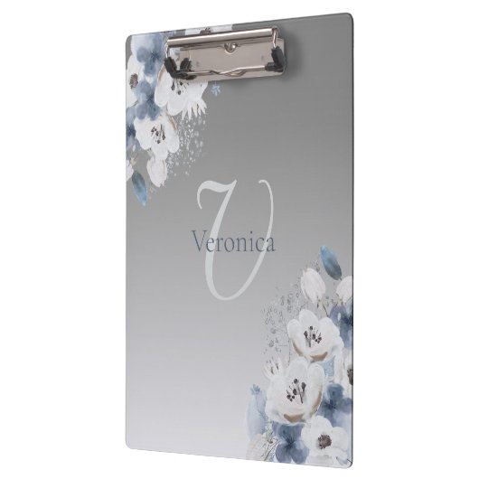 Personalisierte Farbflora-Monogramm Klemmbrett (Links)