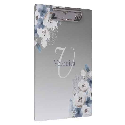 Personalisierte Farbflora-Monogramm Klemmbrett (Rechts)