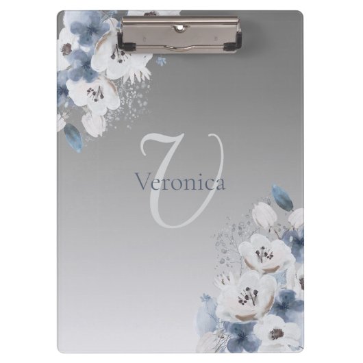 Personalisierte Farbflora-Monogramm Klemmbrett (Vorderseite)