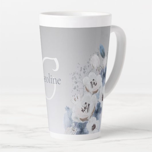 Personalisierte Farbflora-Monogramm Milchtasse (Rechte Ecke)