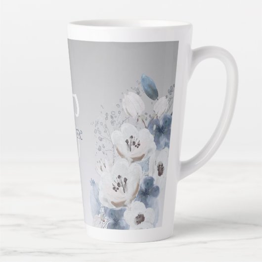 Personalisierte Farbflora-Monogramm Milchtasse (Rechts)