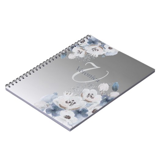 Personalisierte Farbflora-Monogramm Notizblock (Linke Seite)