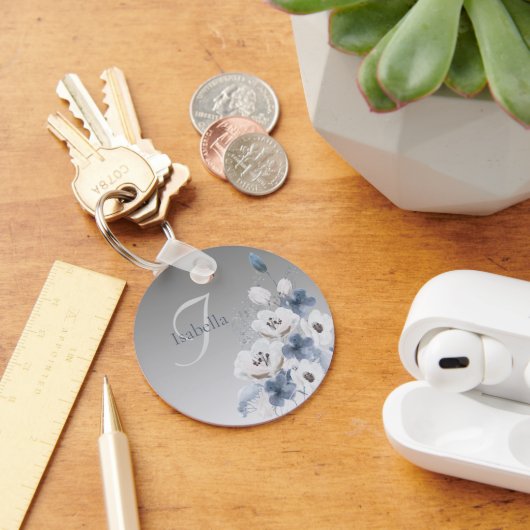 Personalisierte Farbflora-Monogramm Schlüsselanhänger (Schreibtisch)