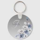Personalisierte Farbflora-Monogramm Schlüsselanhänger (Rückseite)
