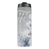 Personalisierte Farbflora-Monogramm Thermosbecher (Vorderseite)