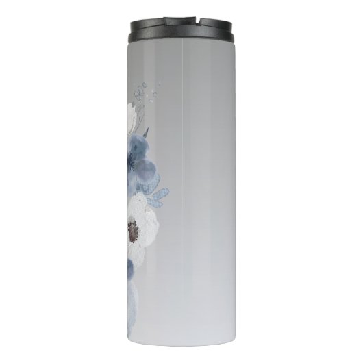 Personalisierte Farbflora-Monogramm Thermosbecher (Rückseite)