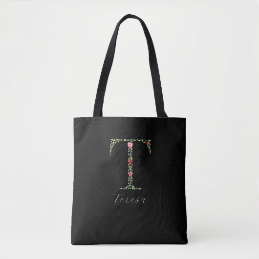 Personalisierte Farbflormonogramm Buchstaben T Tasche (Vorderseite)