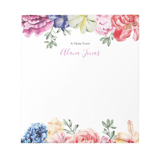 Personalisierte, farbige Aquarellfarbe Notepad Notizblock (Vorderseite)