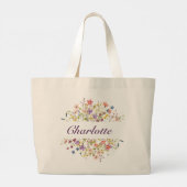 Personalisierte farbige Blume Jumbo Stoffbeutel (Rückseite)