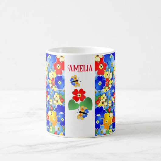 Personalisierte farbige Blume Kinder Kaffeetasse (Mittel)