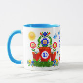 Personalisierte farbige Blume mit Emoji-Gesichtern Tasse (Links)
