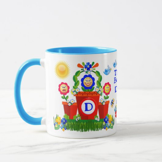 Personalisierte farbige Blume mit Emoji-Gesichtern Tasse (Links)