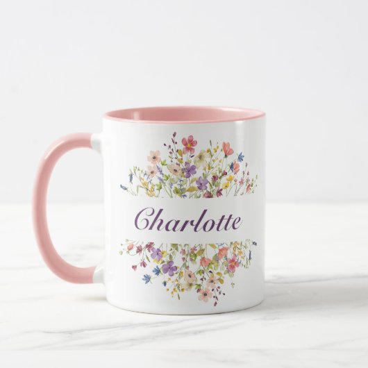 Personalisierte farbige Blume Tasse (Links)