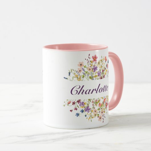 Personalisierte farbige Blume Tasse (VorderseiteRechts)