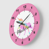 Personalisierte, farbige Einhorn-Uhr Große Wanduhr (Winkel)