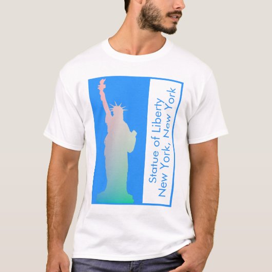 Personalisierte farbige Freiheitsstatue New York T-Shirt (Vorderseite)