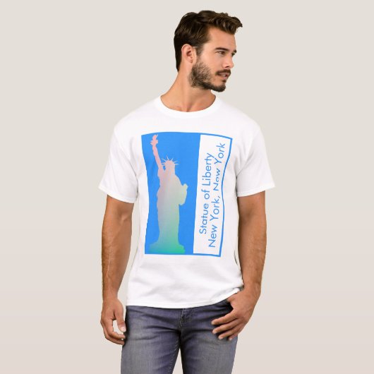 Personalisierte farbige Freiheitsstatue New York T-Shirt (Vorne ganz)