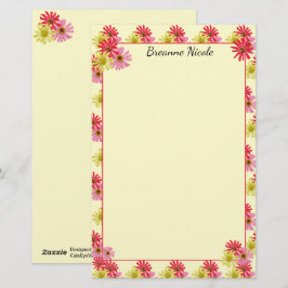 Personalisierte farbige Kakteen Zinnia 5,5 x 8,5 Briefpapier
