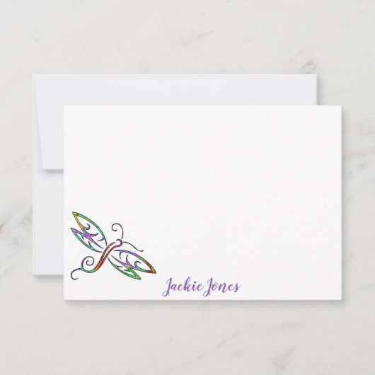 Personalisierte farbige Libelle Mitteilungskarte (Vorderseite)