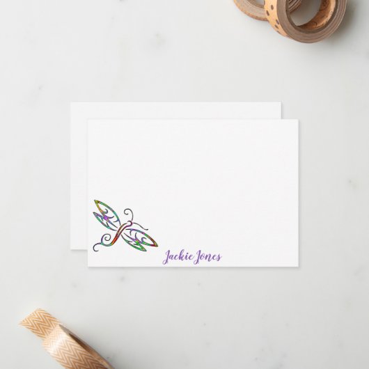 Personalisierte farbige Libelle Mitteilungskarte (Vorderseite/Rückseite Beispiel)