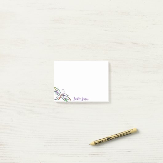 Personalisierte farbige Libelle Post-it Klebezettel (Auf Schreibtisch)