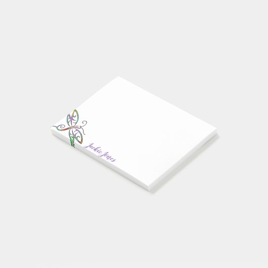Personalisierte farbige Libelle Post-it Klebezettel (angewinkelt)