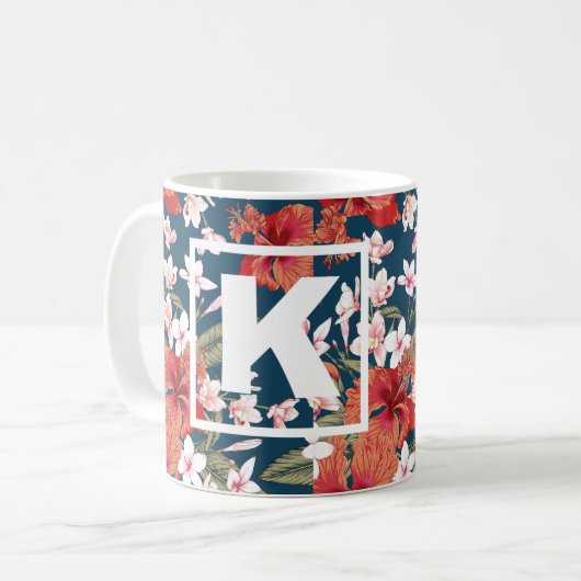 Personalisierte farbige Monogramm-Tasse Kaffeetasse (Vorderseite Links)