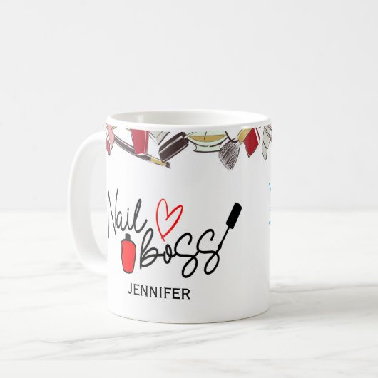 Personalisierte farbige Nagel-Boss-Tech-Tasse Kaffeetasse (Vorderseite Links)