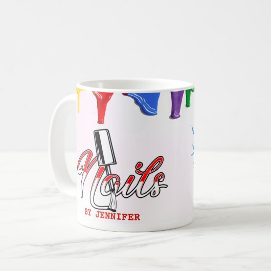 Personalisierte farbige Nail-Tech-Tasse Kaffeetasse (Vorderseite Links)