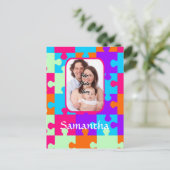 Personalisierte, farbige Puppe Postkarte (Stehend Vorderseite)