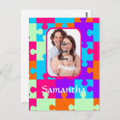 Personalisierte, farbige Puppe Postkarte (Vorne/Hinten)