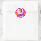 Personalisierte, farbige Puppe Runder Aufkleber (Tasche)