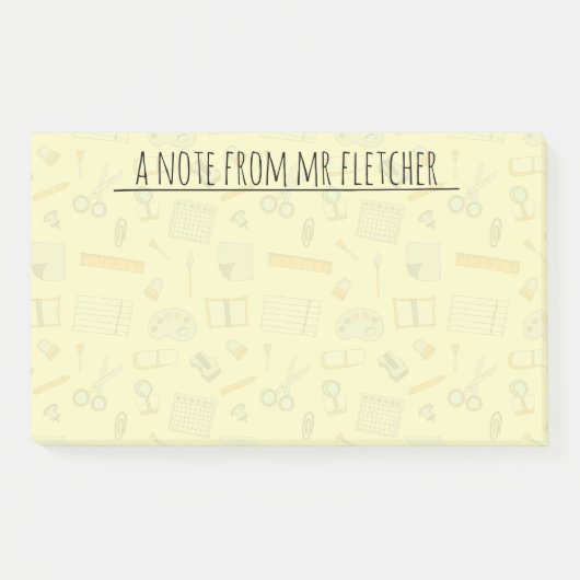 Personalisierte farbige Schulmaterialien-Muster Post-it Klebezettel (Vorderseite)