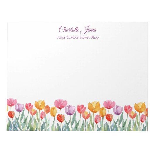 Personalisierte farbige Tulips Business Notepad Notizblock (Vorderseite)