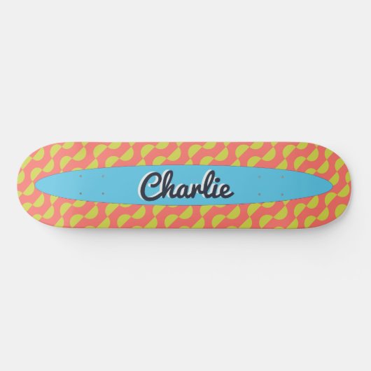 Personalisierte Farbkreise Muster Retro Skateboard (Horizontal)
