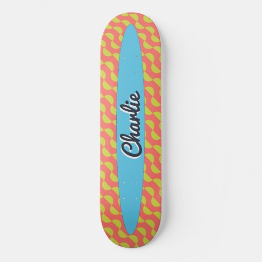Personalisierte Farbkreise Muster Retro Skateboard (Vorderseite)