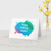 Personalisierte Farbpaint Splash Geburtstagkarte Karte (Gelbe Blume)